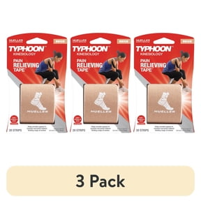 (3 pack) Mueller Typhoon Kinesiology Therapeutic Tape, Beige, 20 Precut I-Strips,