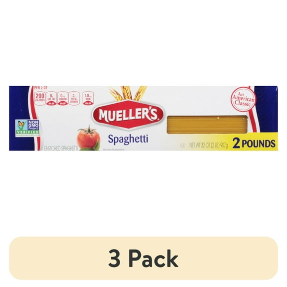 (3 pack) Mueller's Sodium-Free, Cholesterol-Free Spaghetti Pasta, 32 oz (Shelf-Stable)