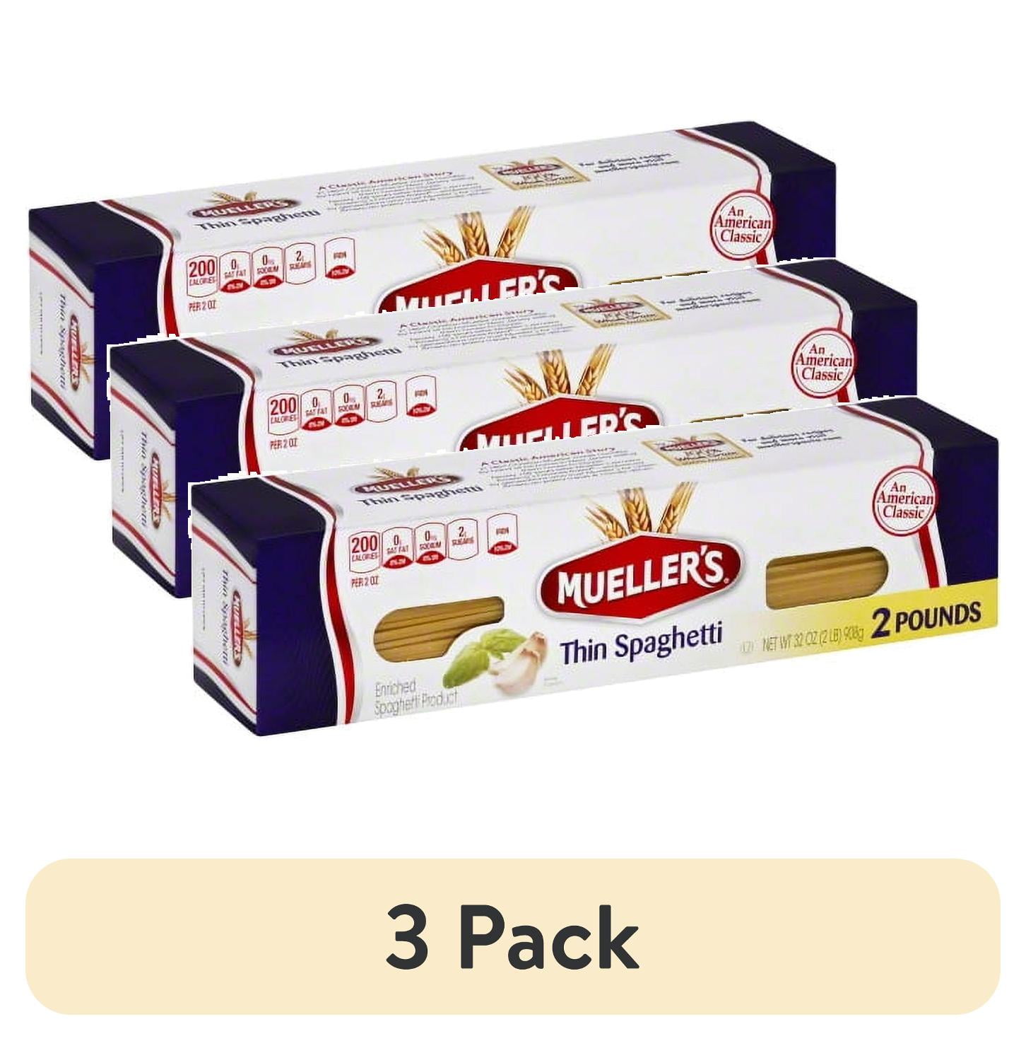 (3 pack) Mueller's Sodium-Free, Cholesterol-Free Thin Spaghetti Pasta, 32 oz (Shelf-Stable)