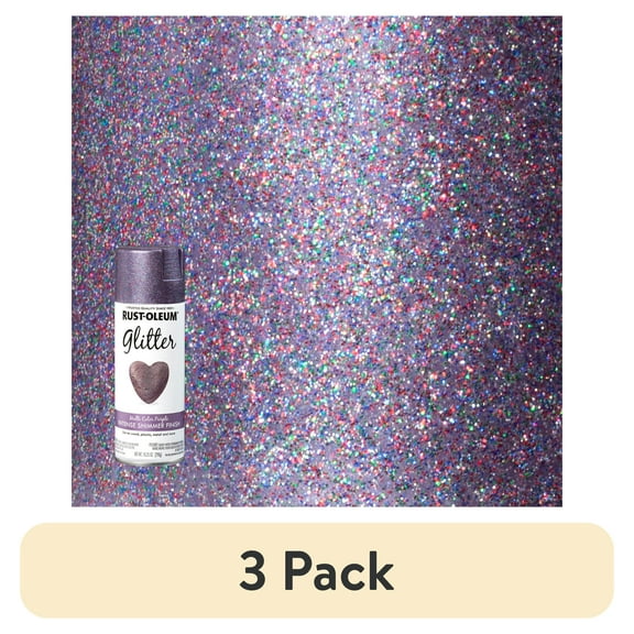 (3 pack) 6 Pack, Multi Color Purple, Rust-Oleum Specialty Glitter Spray Paint- 10.25