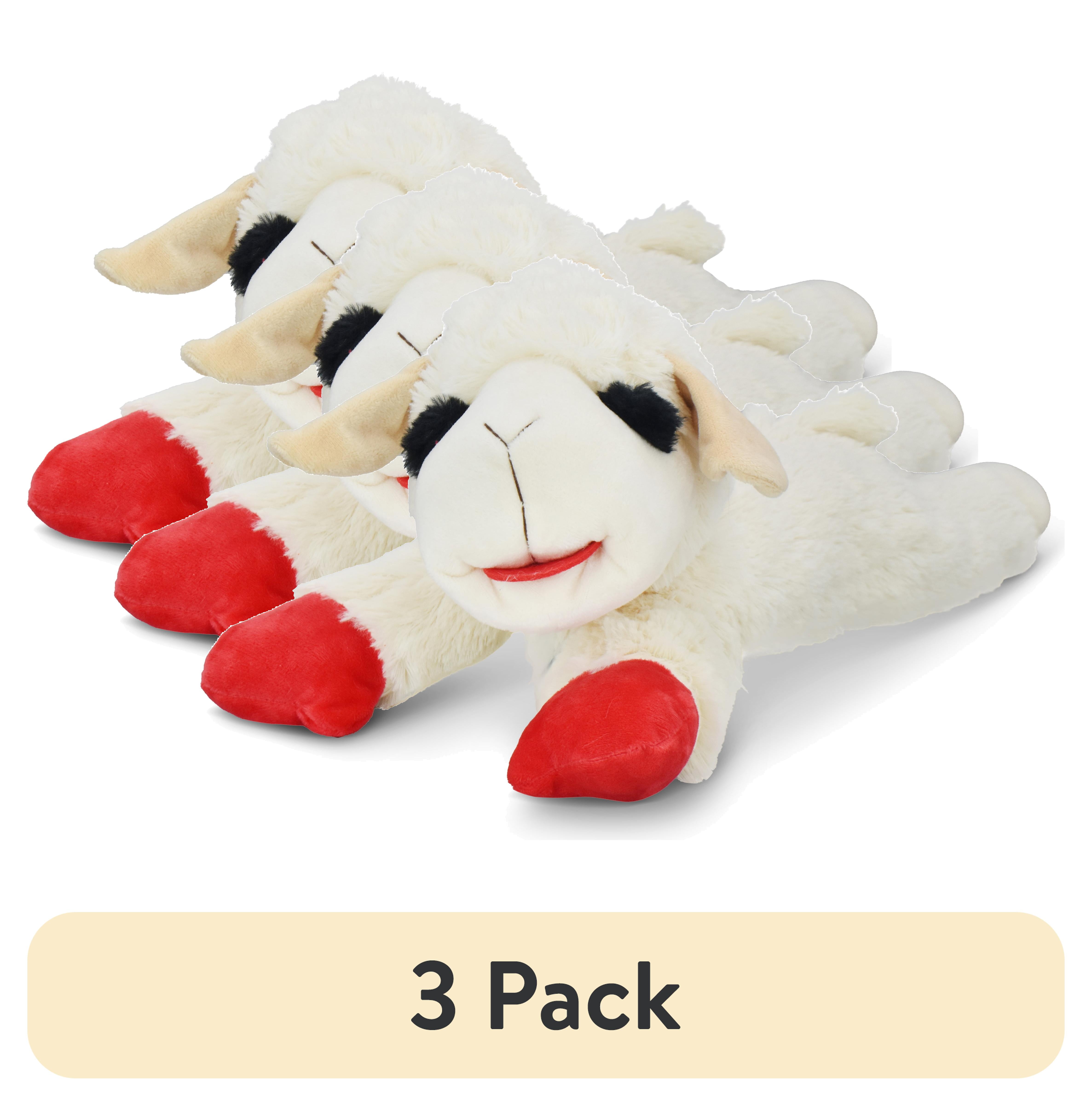 3 pack) Multipet Jumbo Lamb Chop Plush Dog Toy with Squeaker, 18