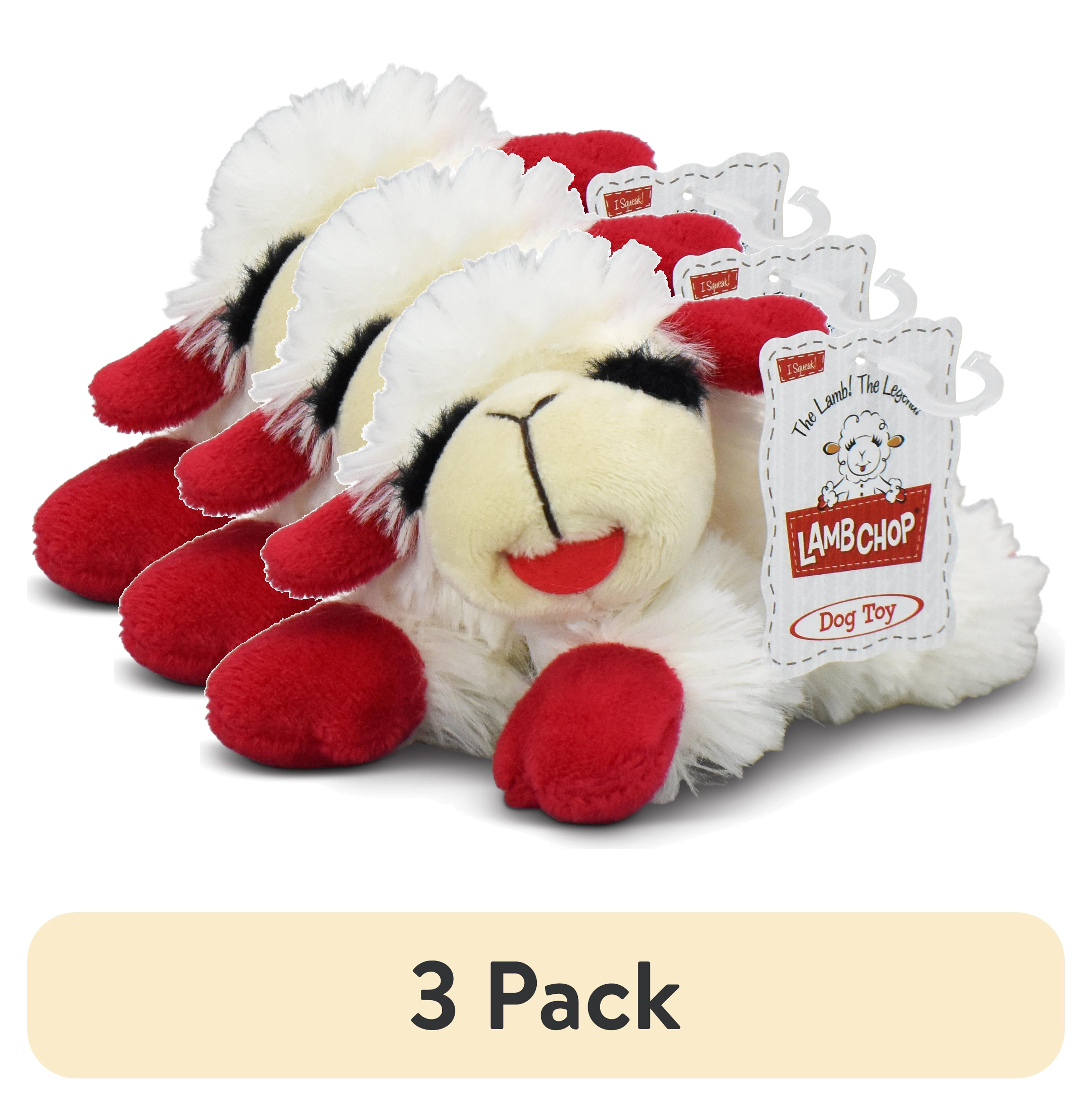 (3 pack) Multipet Lamb Chop Plush Dog Toy, Small
