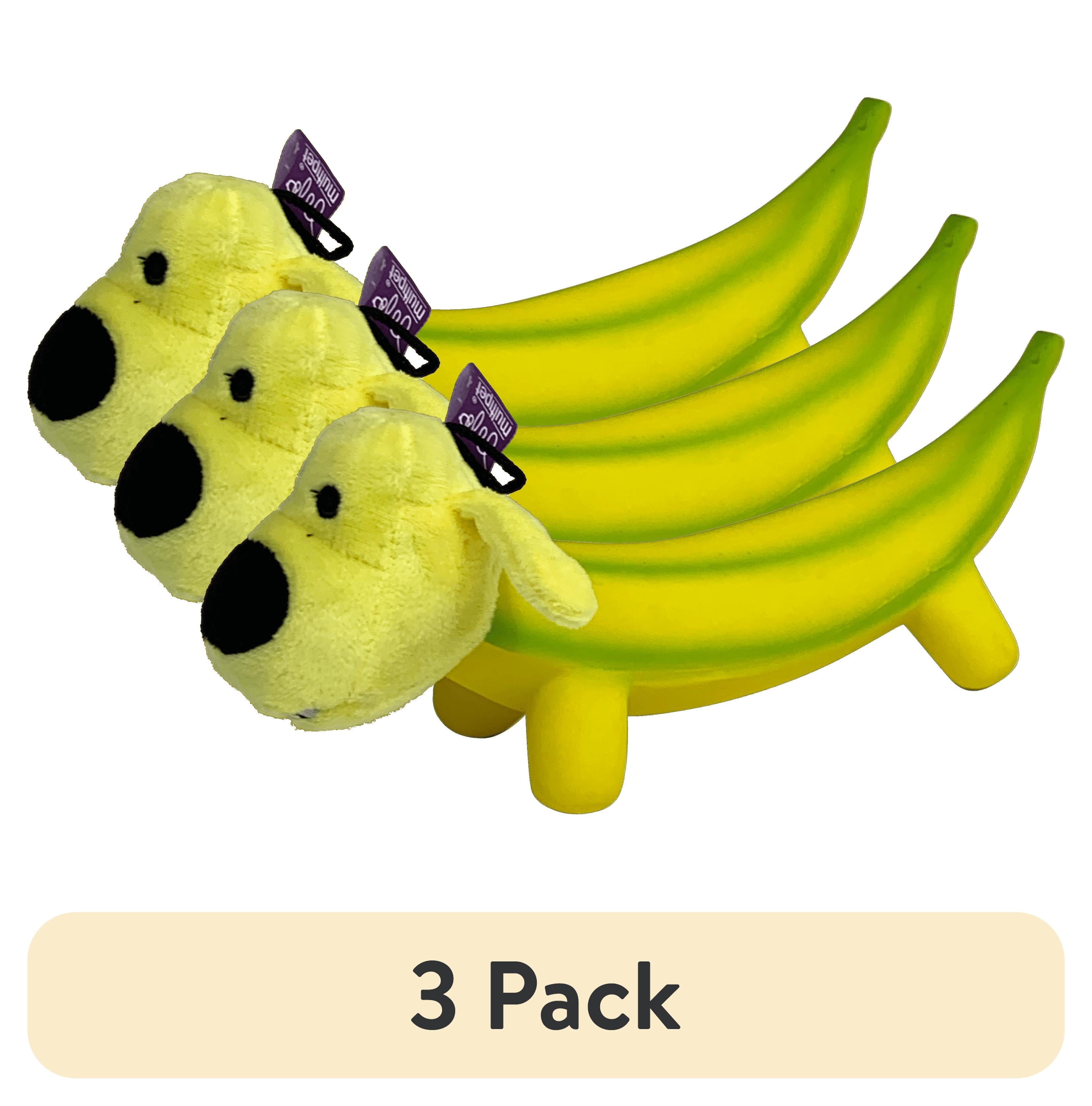 (3 pack) Multipet Smiling Dog Loofa Pals Latex Plush Dog Toy, Banana Shaped