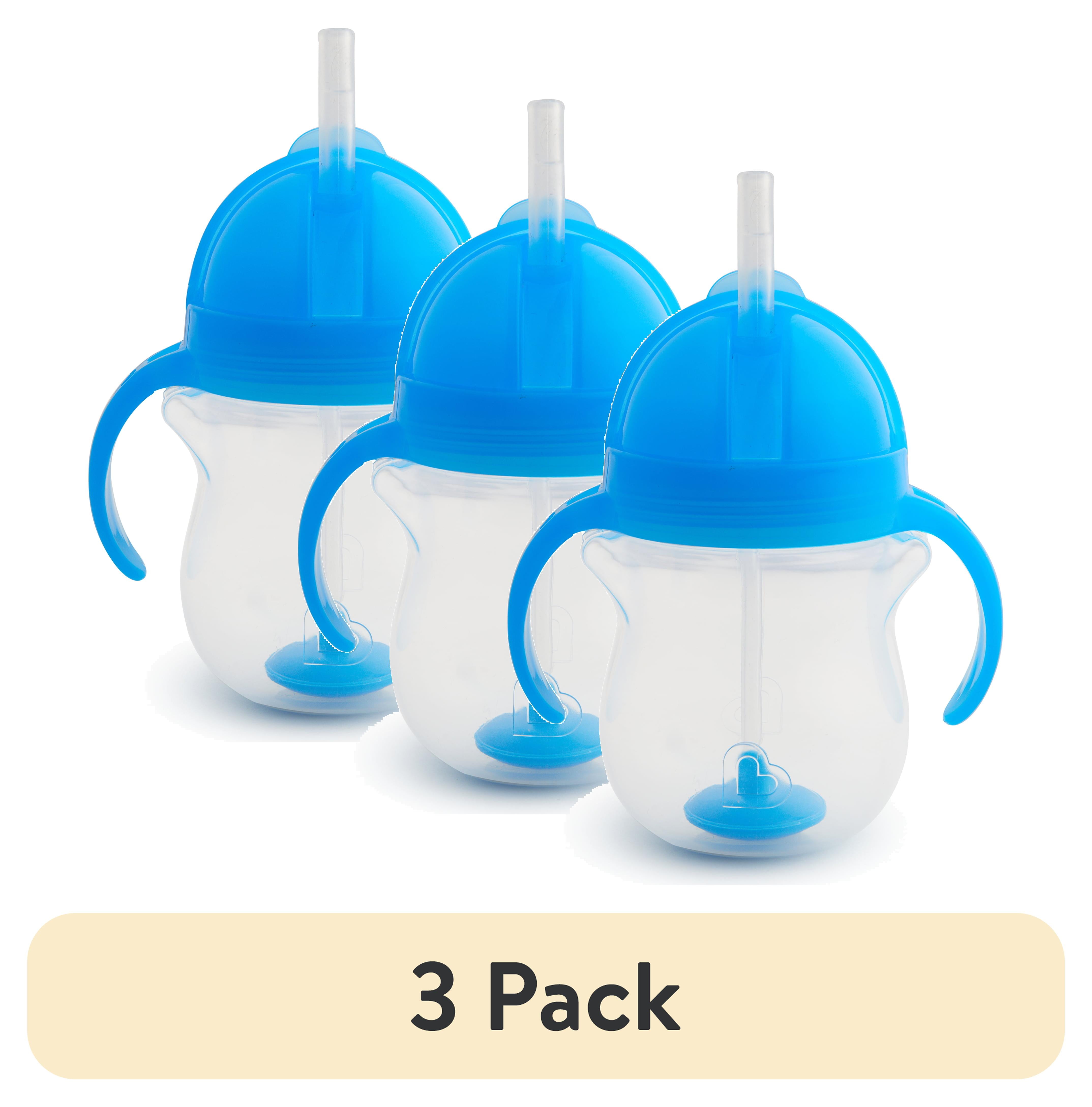 (3 pack) Munchkin® Any Angle™ Weighted Flexi-Straw Trainer Sippy Cup with Click Lock™ Lid, 7 oz, Blue, Unisex