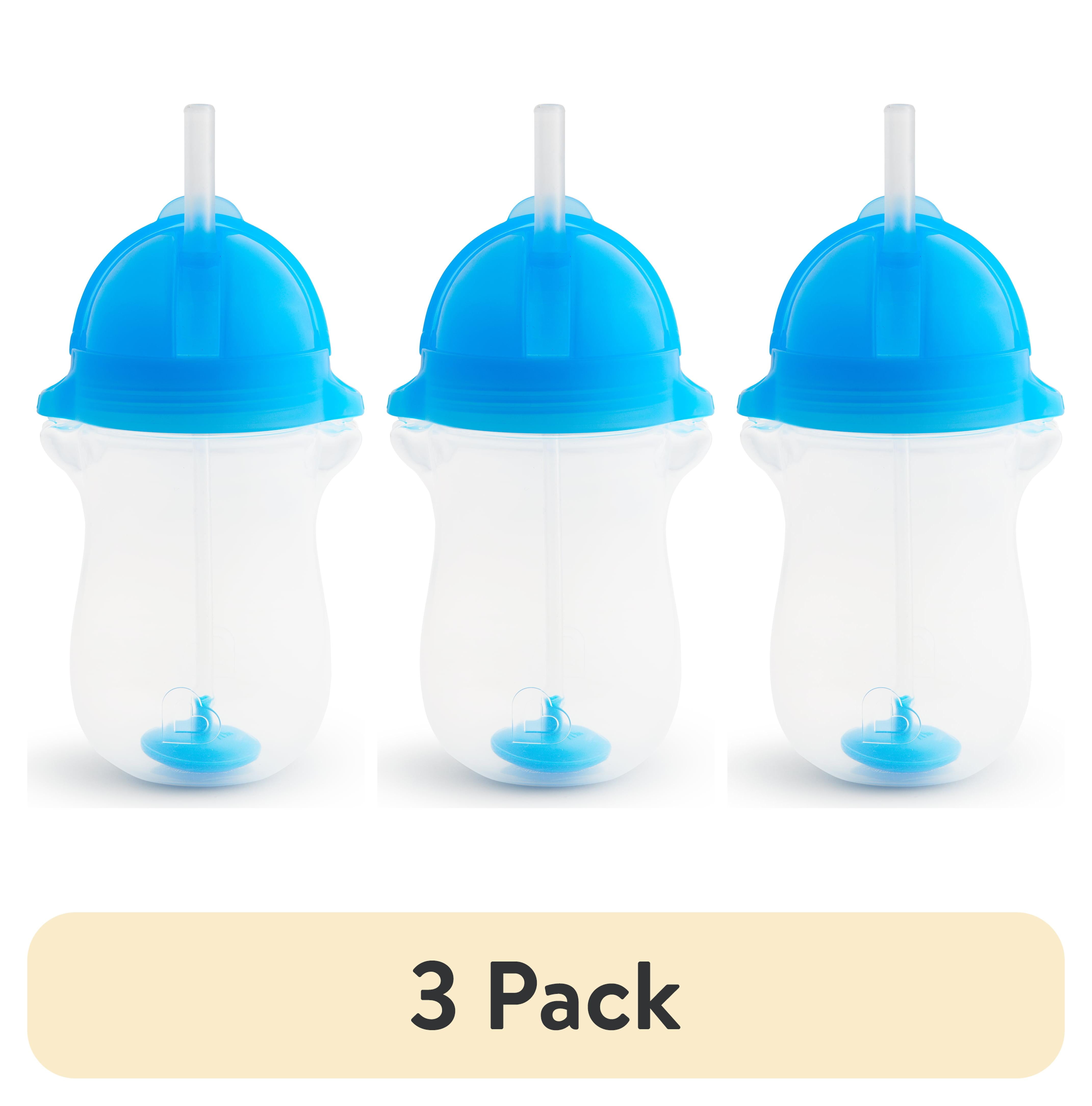 (3 pack) Munchkin® Any Angle™ Weighted Toddler Straw Cup with Click Lock™ Lid, 10 oz, Blue, Unisex