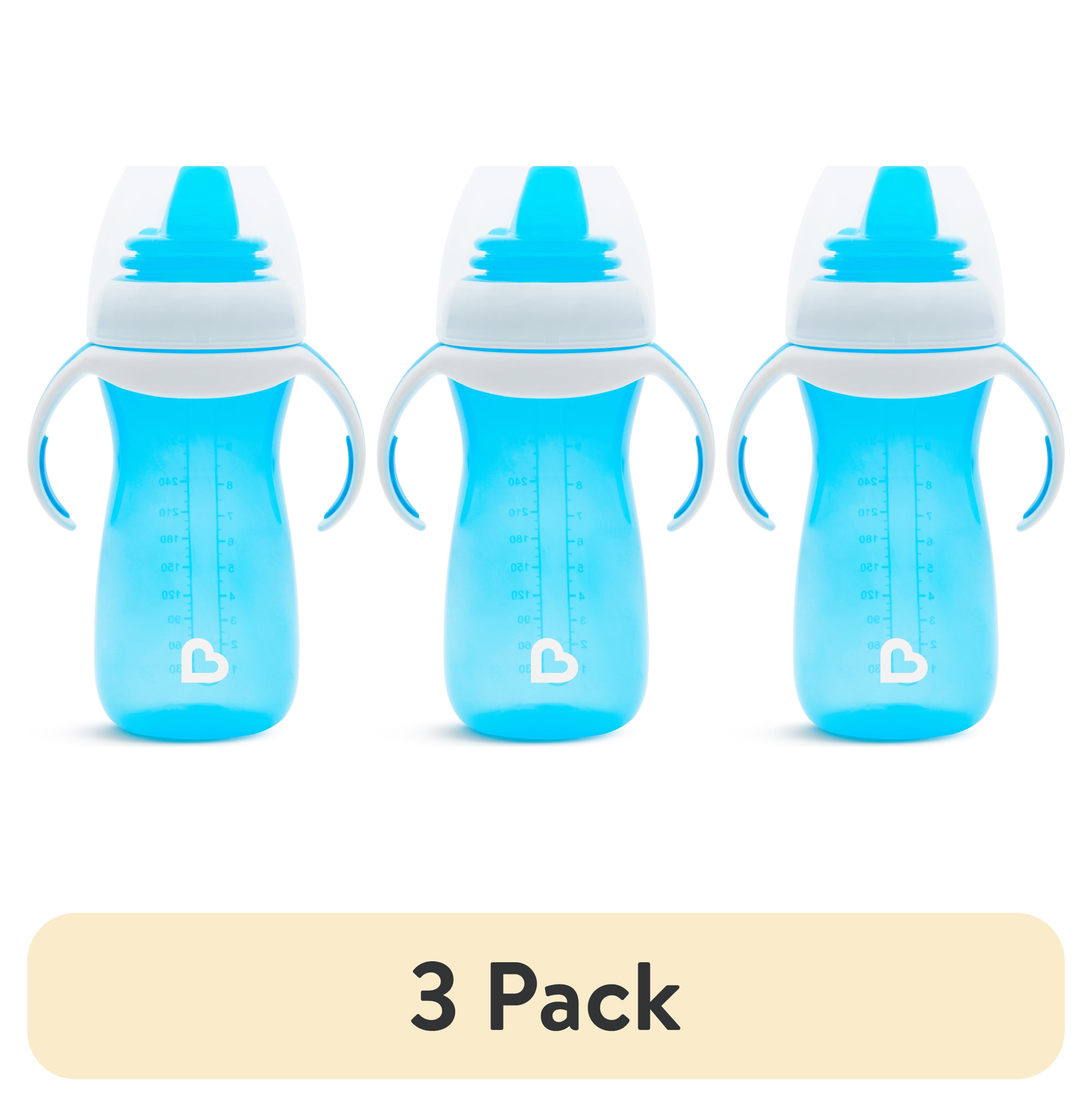 (3 pack) Munchkin Gentle Transition Sippy Cup with Trainer Handles, 10 oz, Blue, Unisex