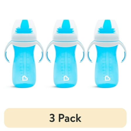 (3 pack) Munchkin® Gentle™ Transition Sippy Cup with Trainer Handles, 10 oz, Blue, Unisex