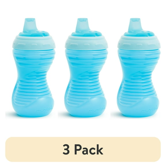 (3 pack) Munchkin® Mighty Grip® Infant Sippy Cup, 10 oz, Blue, Unisex