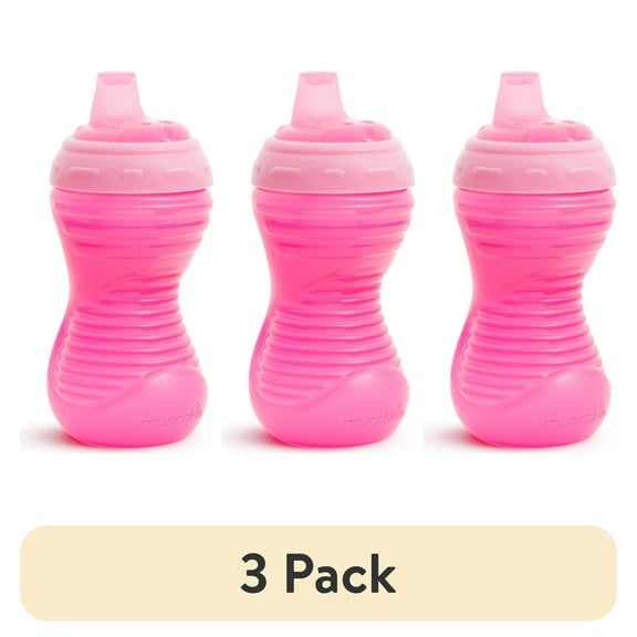 (3 pack) Munchkin® Mighty Grip® Infant Sippy Cup, 10 oz, Pink, Unisex