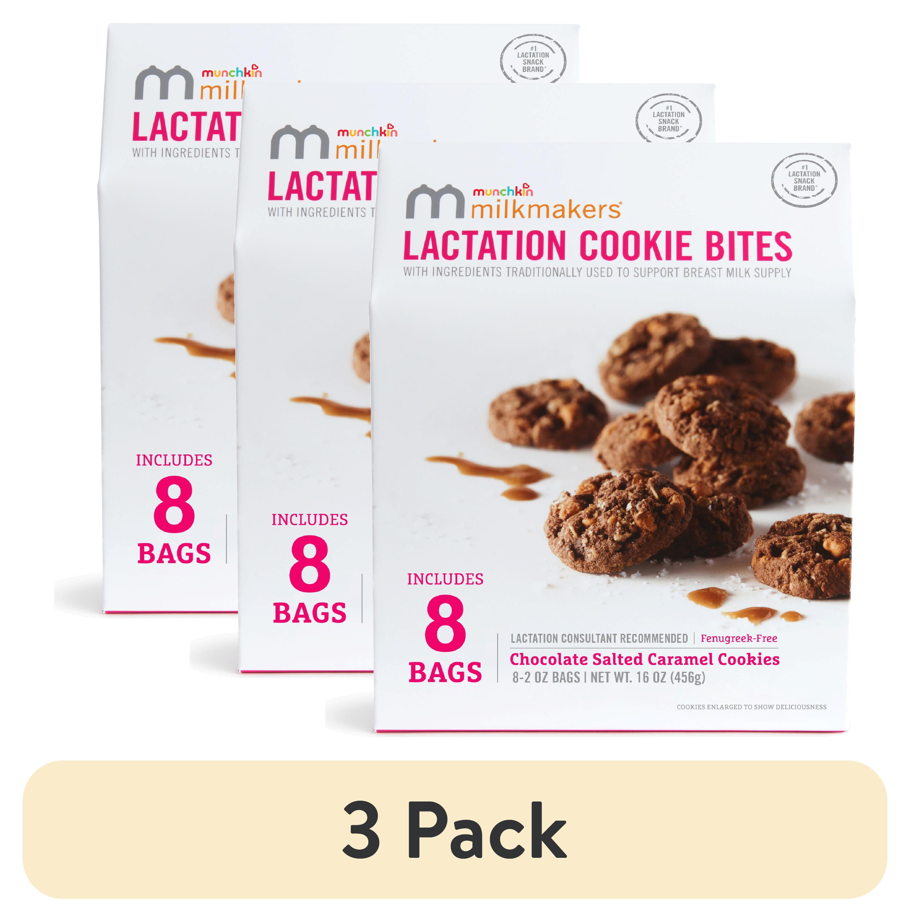 (3 pack) Munchkin Milkmakers Lactation Cookie Bites, Salted Caramel, 8 Count