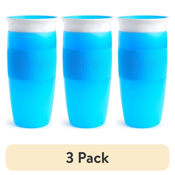 (3 pack) Munchkin Miracle 360 Toddler Sippy Cup, Unisex, 14 oz, Blue