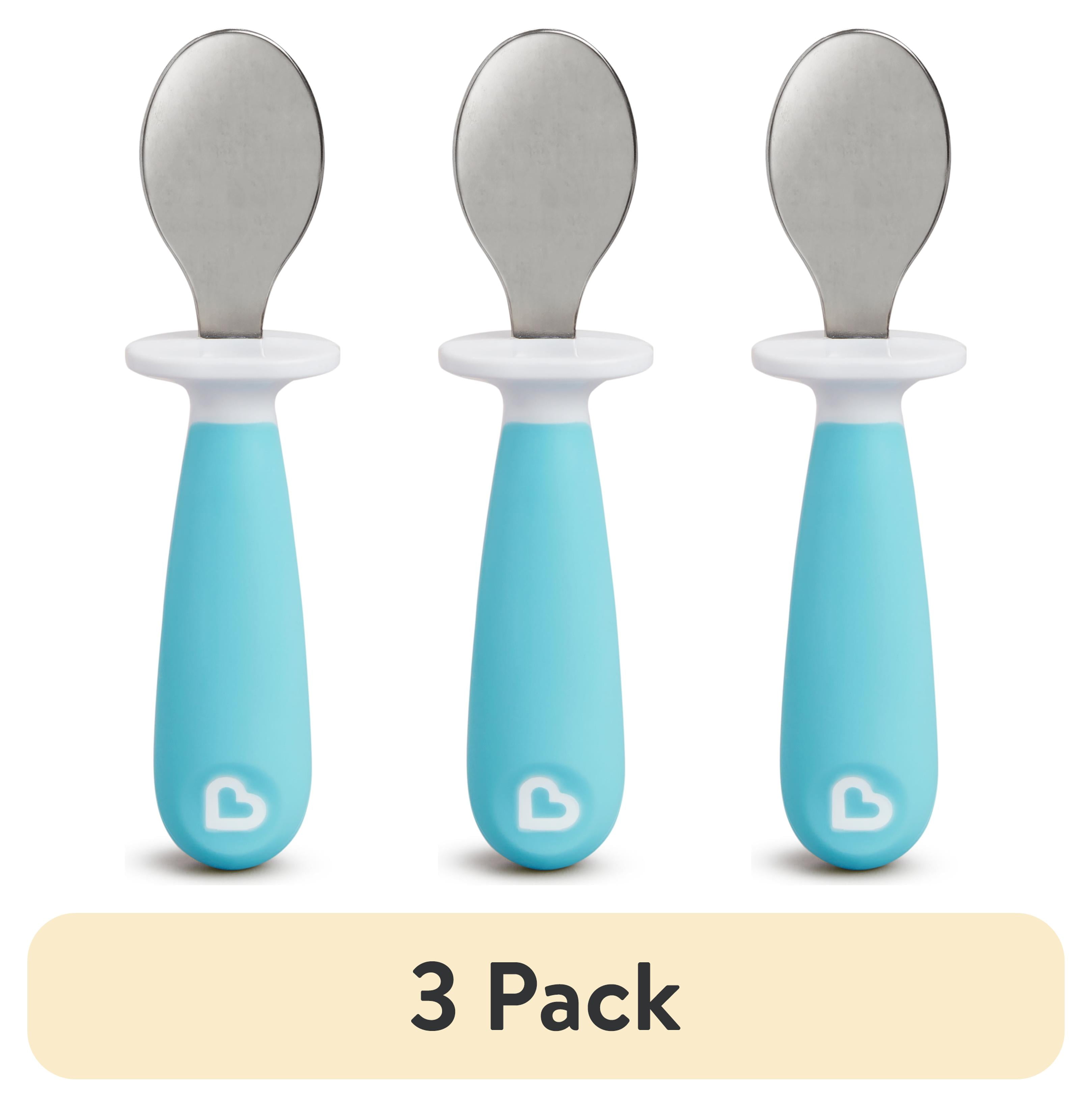 (3 pack) Munchkin® Raise™ Toddler Fork & Spoon Utensil Set, Blue