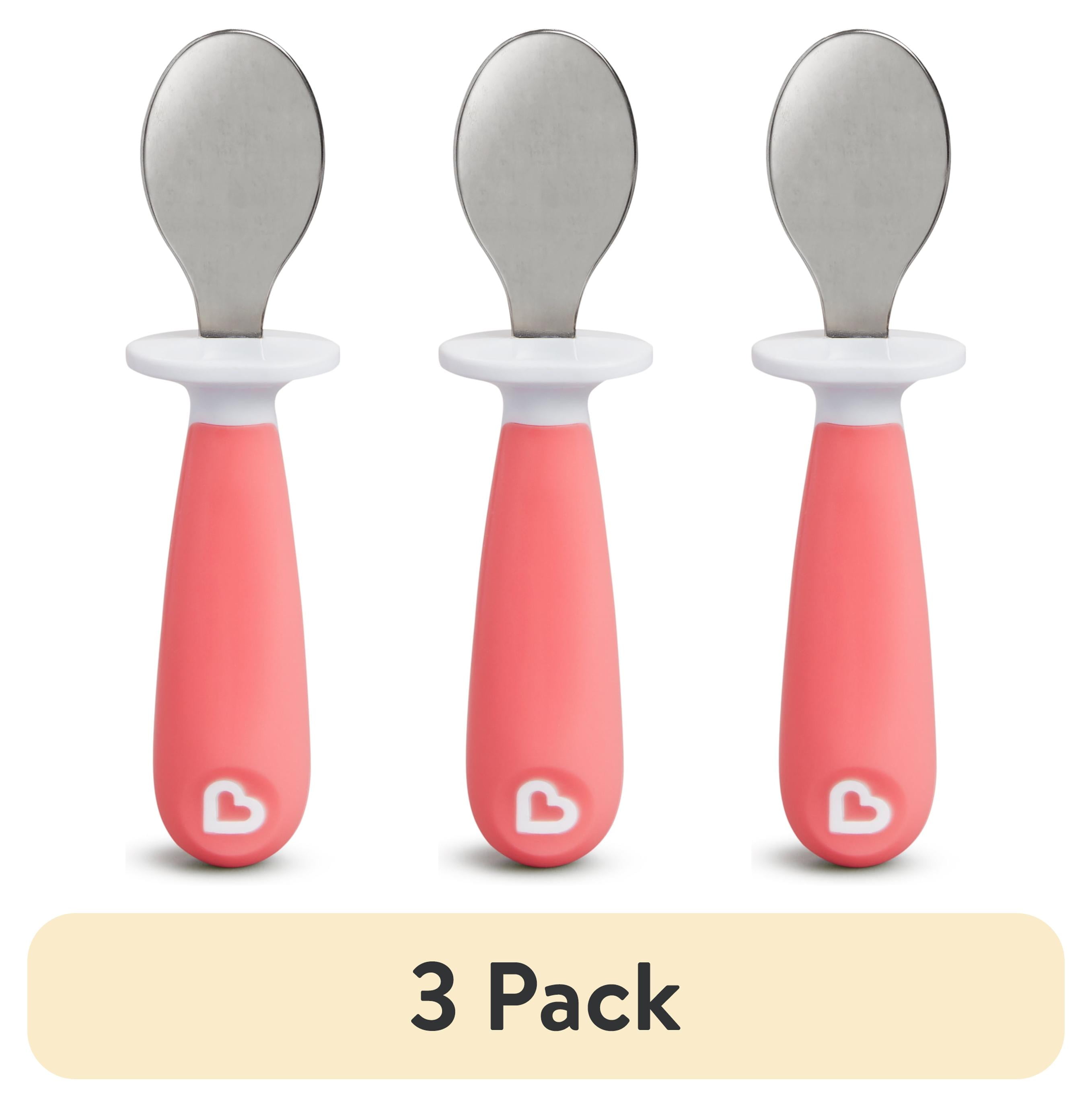 (3 pack) Munchkin® Raise Toddler Fork and Spoon, Pink/Purple, 12+ months, 4 Pack