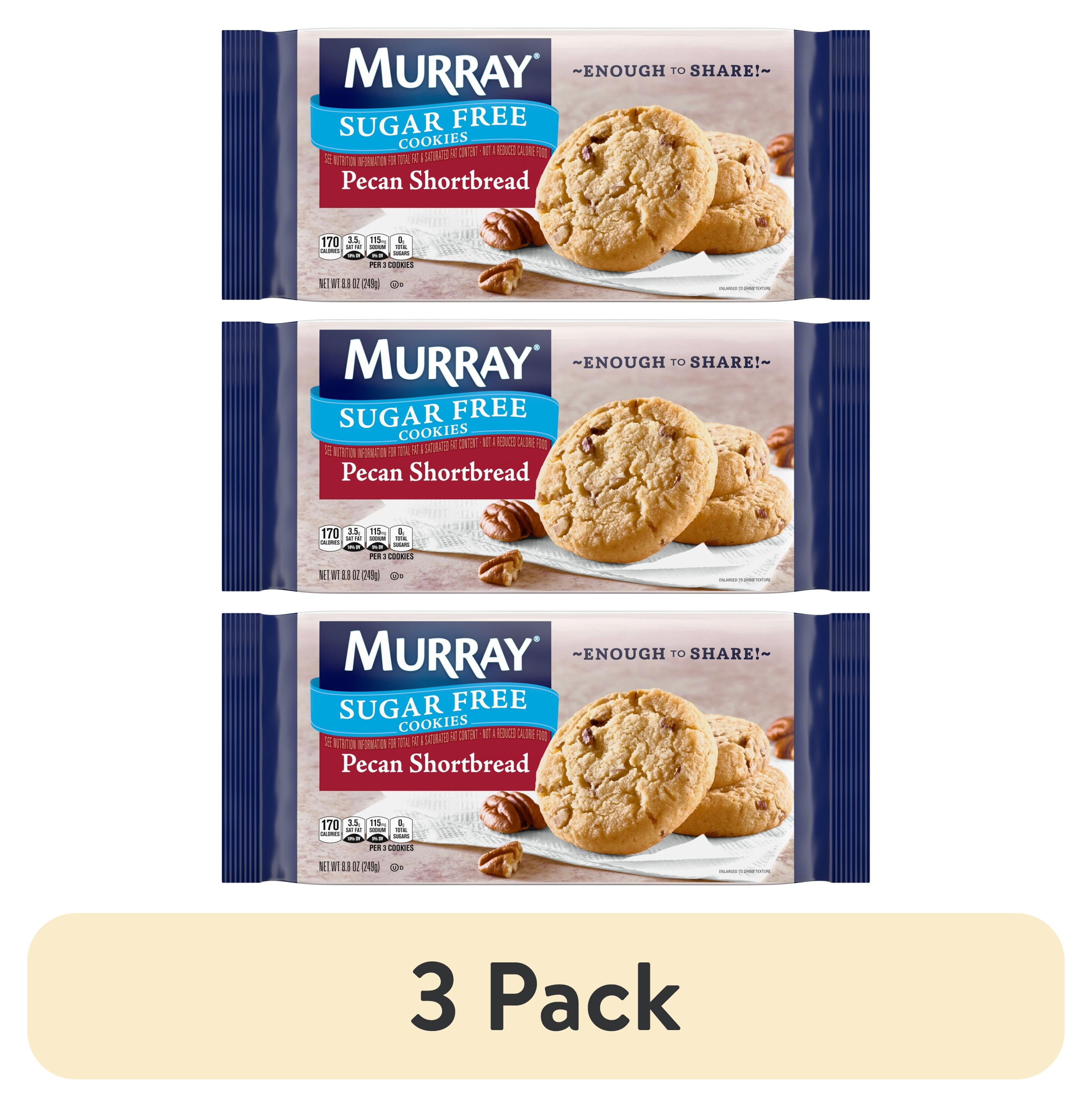 3 pack) Murray Sugar Free Pecan Shortbread Cookies, Share Pack 8.8