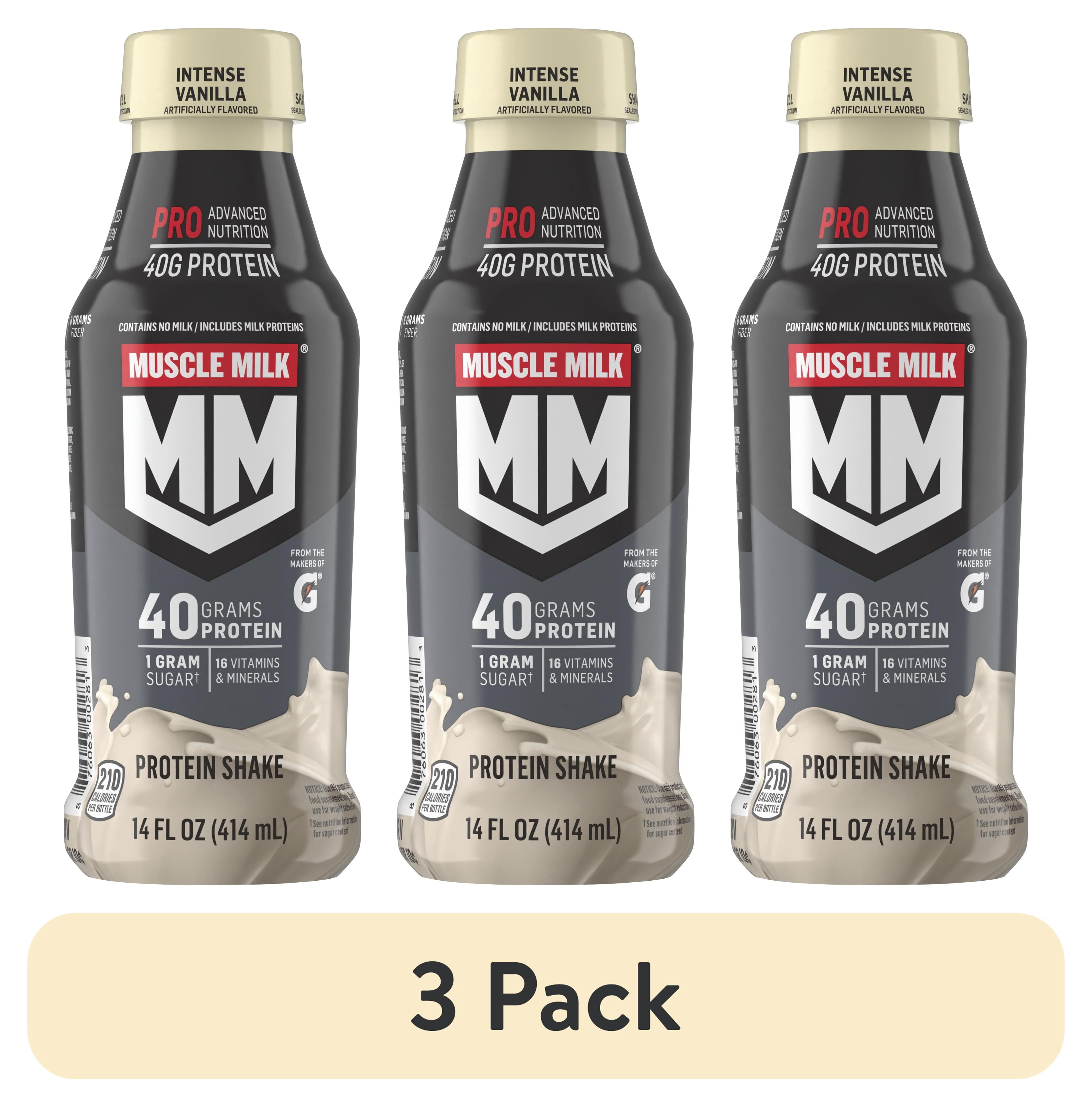 (3 pack) Muscle Milk Pro Advanced Nutrition Intense Vanilla Protein Shake, 14 fl oz, 1 Count Bottle