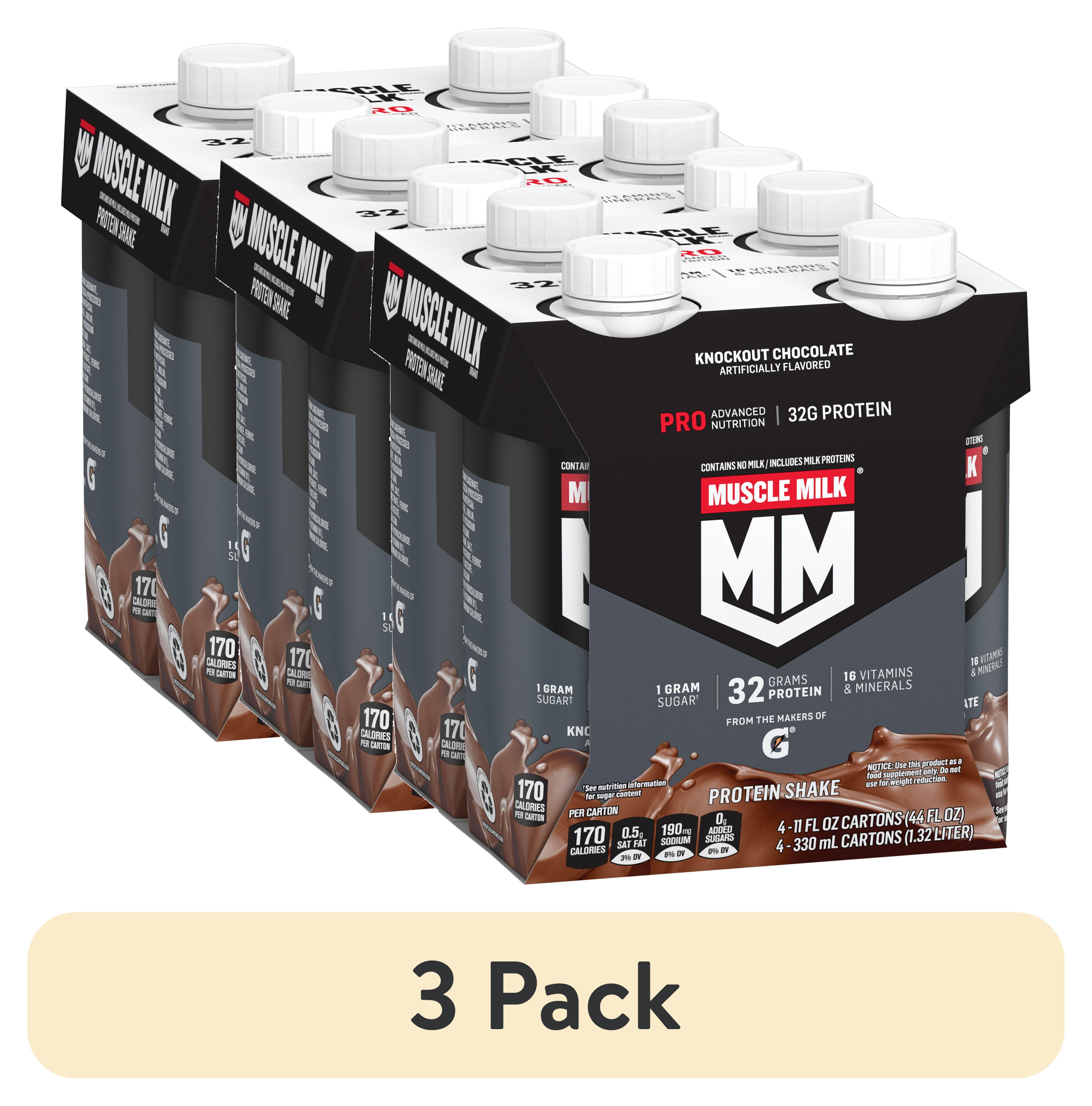 3 pack) Muscle Milk Pro Advanced Nutrition Protein Shake, Knockout