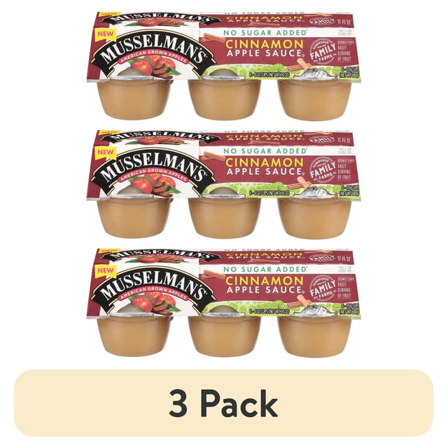 (3 pack) Musselman's No Sugar Added Cinnamon Applesauce 4oz, 6 count ...