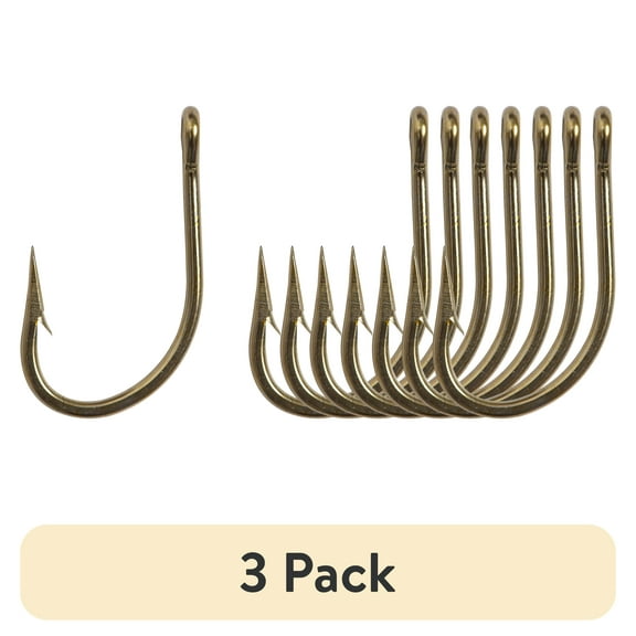 (3 pack) Mustad O'Shaughnessy Hook (Bronze) - Size: 3/0 8pc