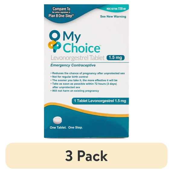 (3 pack) OHM My Choice Emergency Contraceptive – Levonorgestrel 1.5 mg Tablet – Safe, Effective Morning-After Pill for Unprotected Sex – Compare to Active Ingredient Found in Plan B One-Step