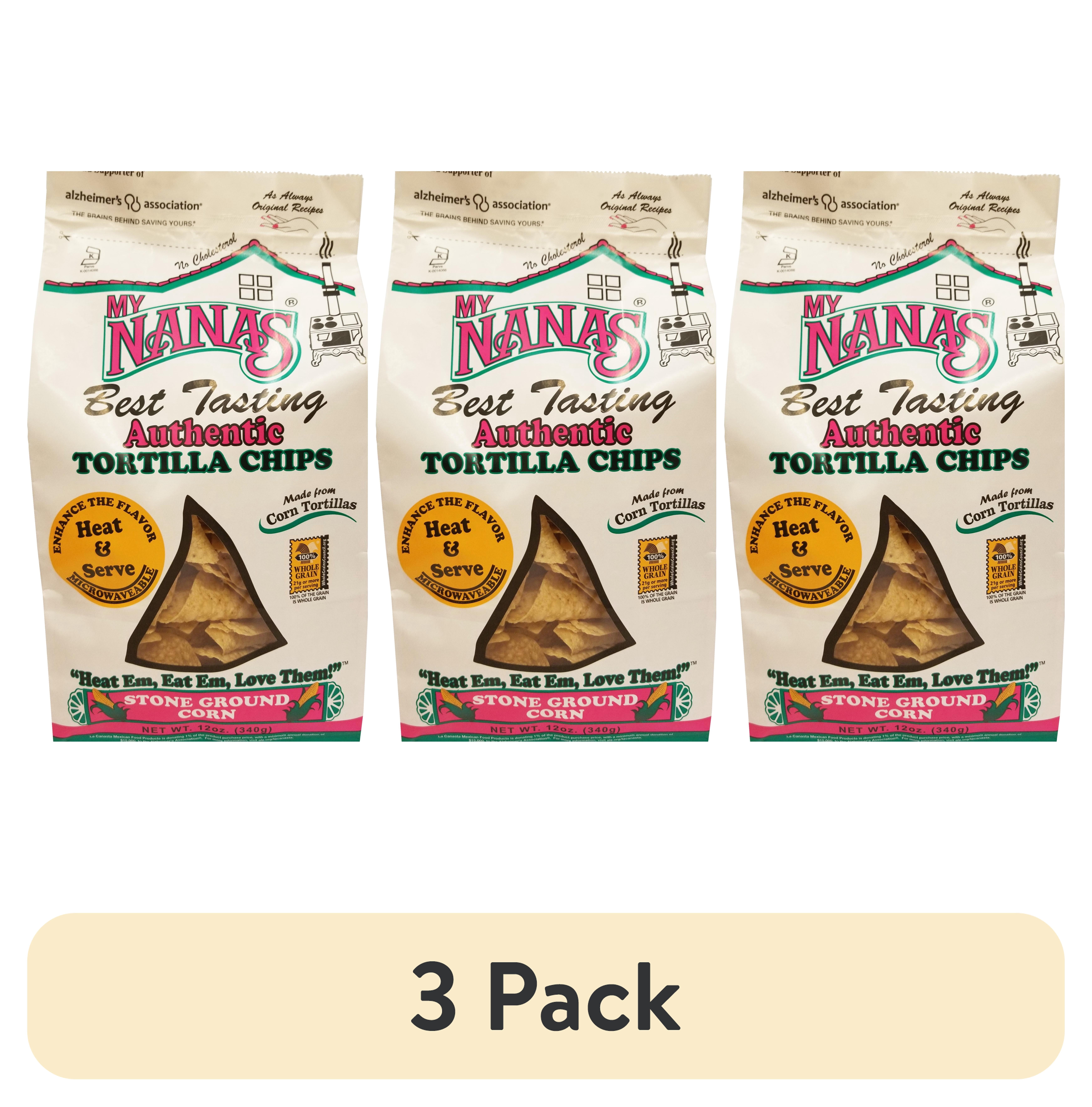 (3 pack) My Nana's Authentic Thin & Crispy Tortilla Chips, Lightly Salted 12oz.