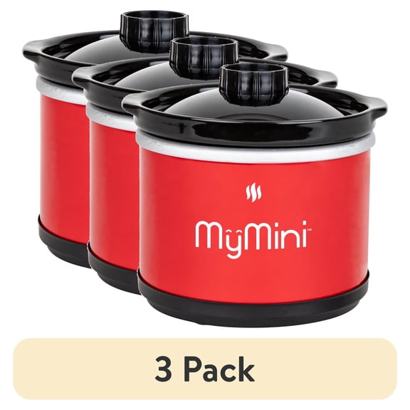 (3 pack) MyMini 20 oz Chocolate Fondue Dipping Pot, 40-Watts, Nonstick Ceramic, Red