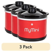 3 pack MyMini 20 oz Chocolate Fondue Dipping Pot, 40-Watts, Nonstick Ceramic, Red