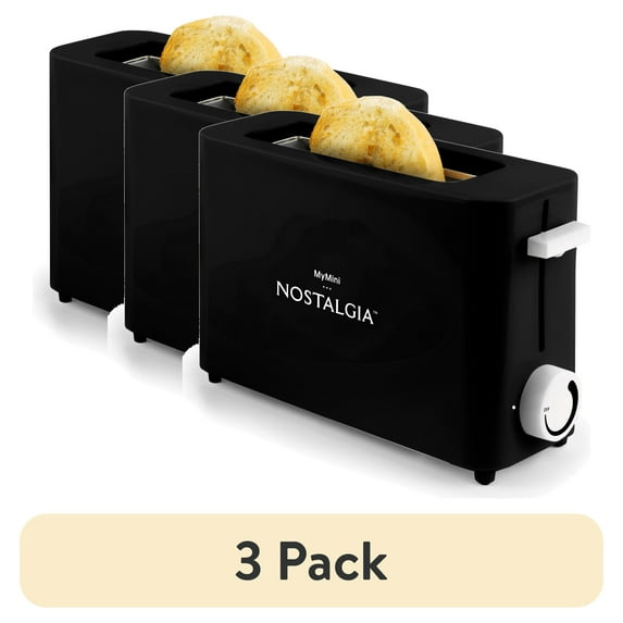 (3 pack) MyMini Single Slice Toaster, Black