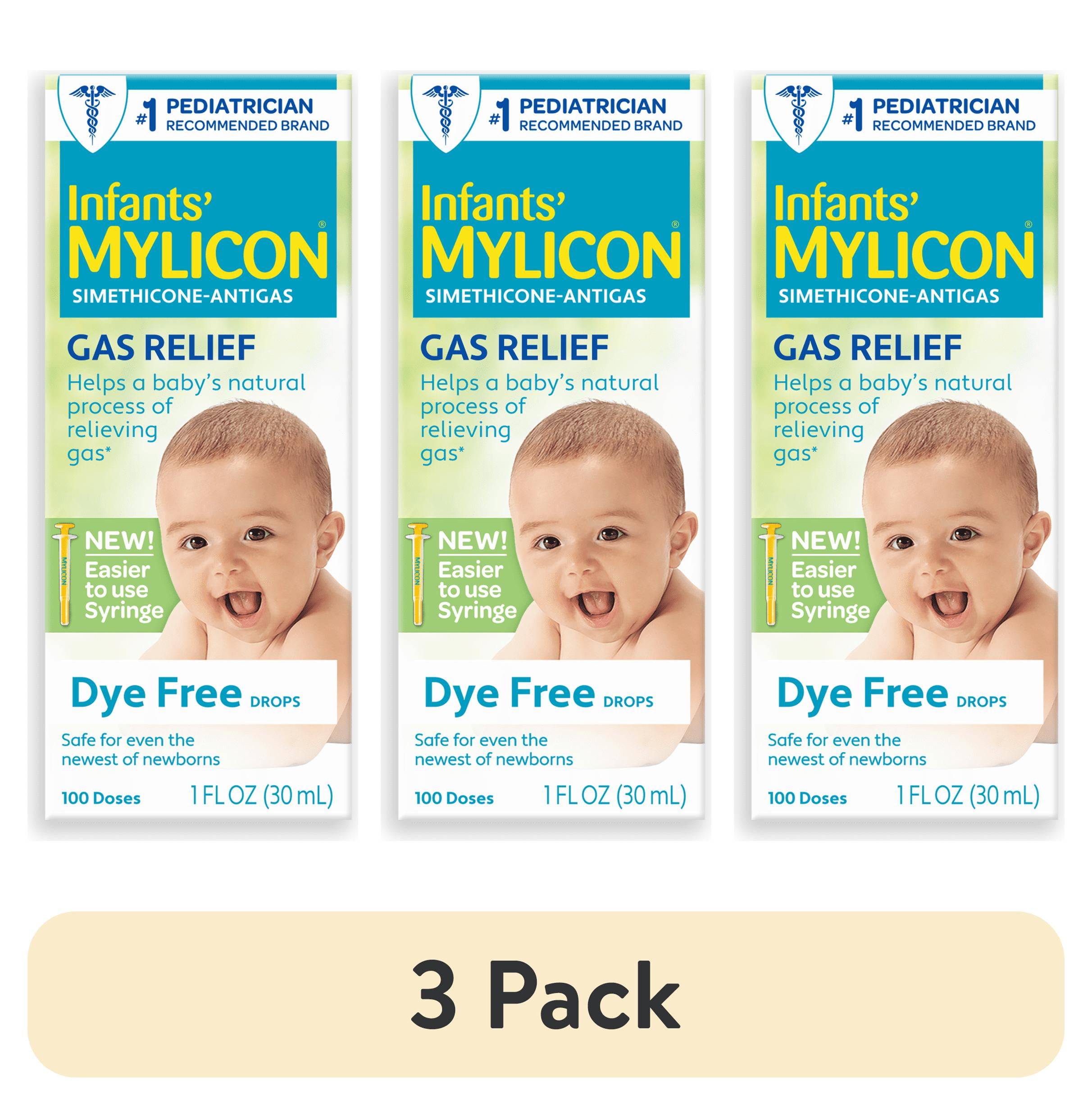 (3 pack) Mylicon Infants' Gas Relief Drops, Dye Free, 1.0 fl oz
