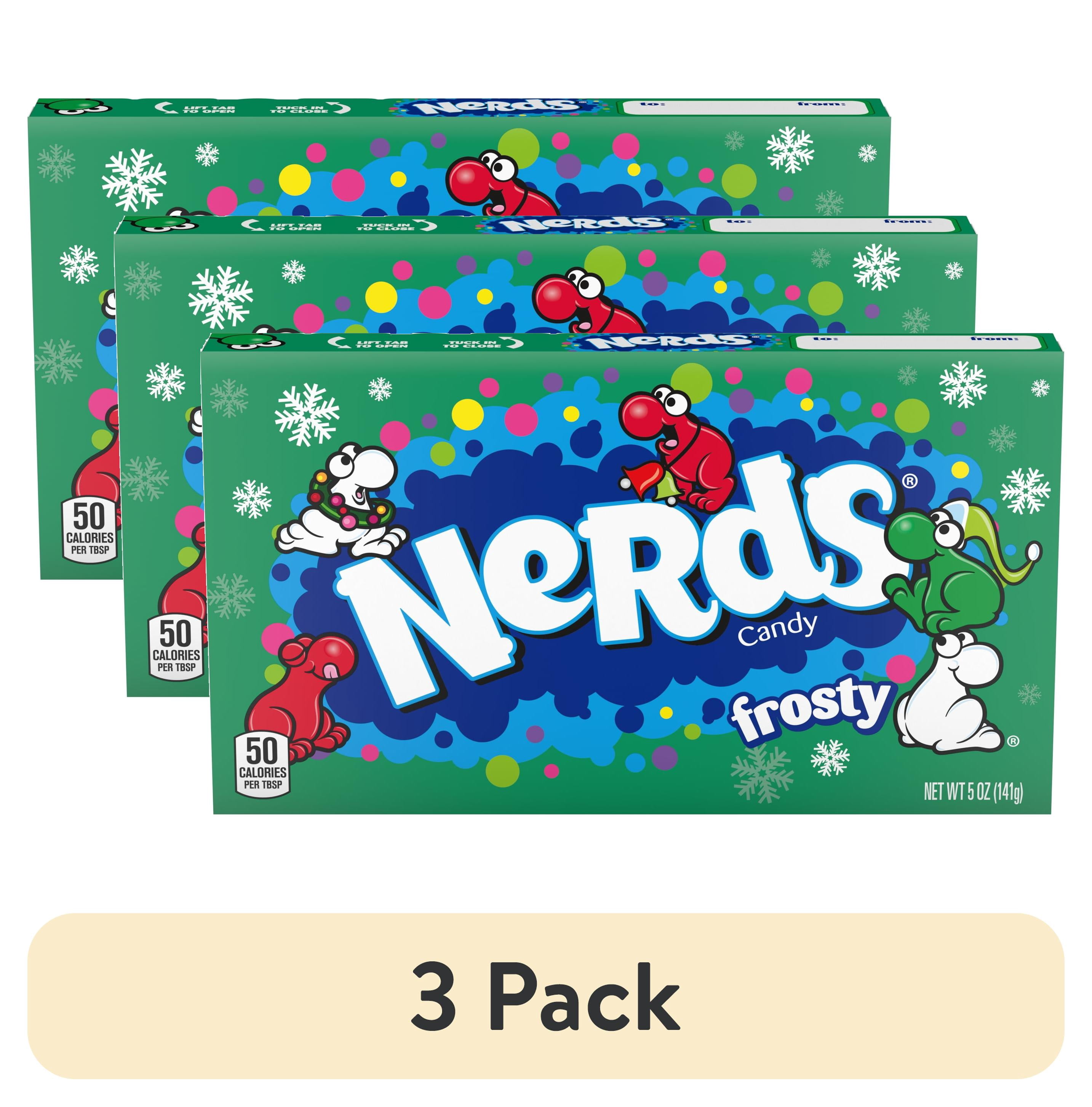 (3 pack) NERDS Frosty Holiday Nerds Treat Box, Christmas Candy, Red and Green Candies, 5oz
