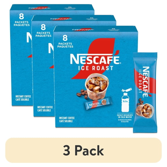 (3 pack) NESCAFÉ Ice Roast, Instant Iced Coffee, 8 Packets