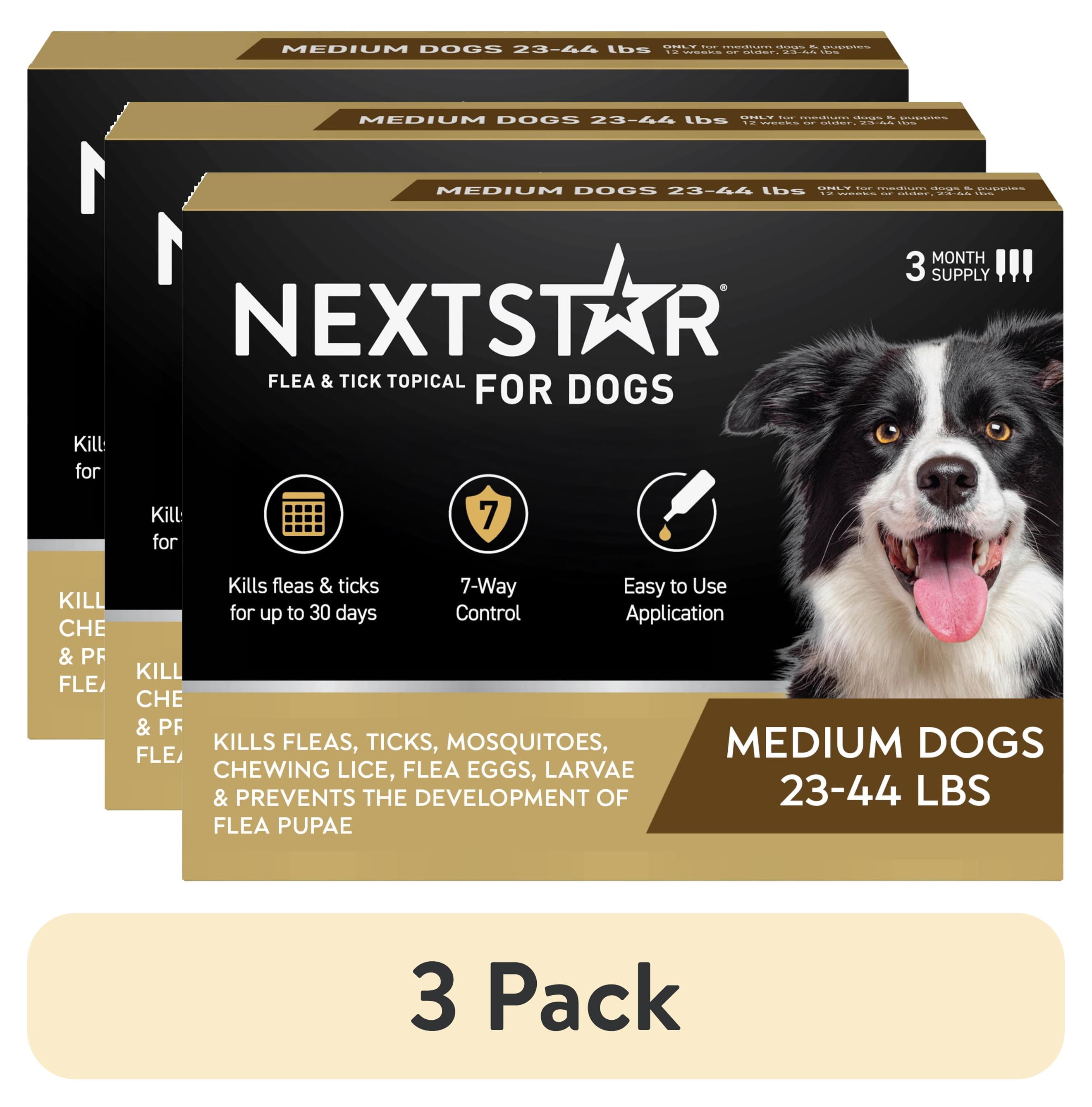 (3 pack) NEXTSTAR Flea & Tick Topical Prevention for Dogs 23-44 lbs, 3-Month Supply