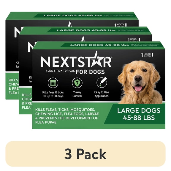 (3 pack) NEXTSTAR Flea & Tick Topical Prevention for Dogs 45-88 lbs, 1-Month Supply