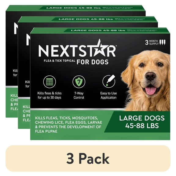 (3 pack) NEXTSTAR Flea & Tick Topical Prevention for Dogs 45-88 lbs, 3-Month Supply