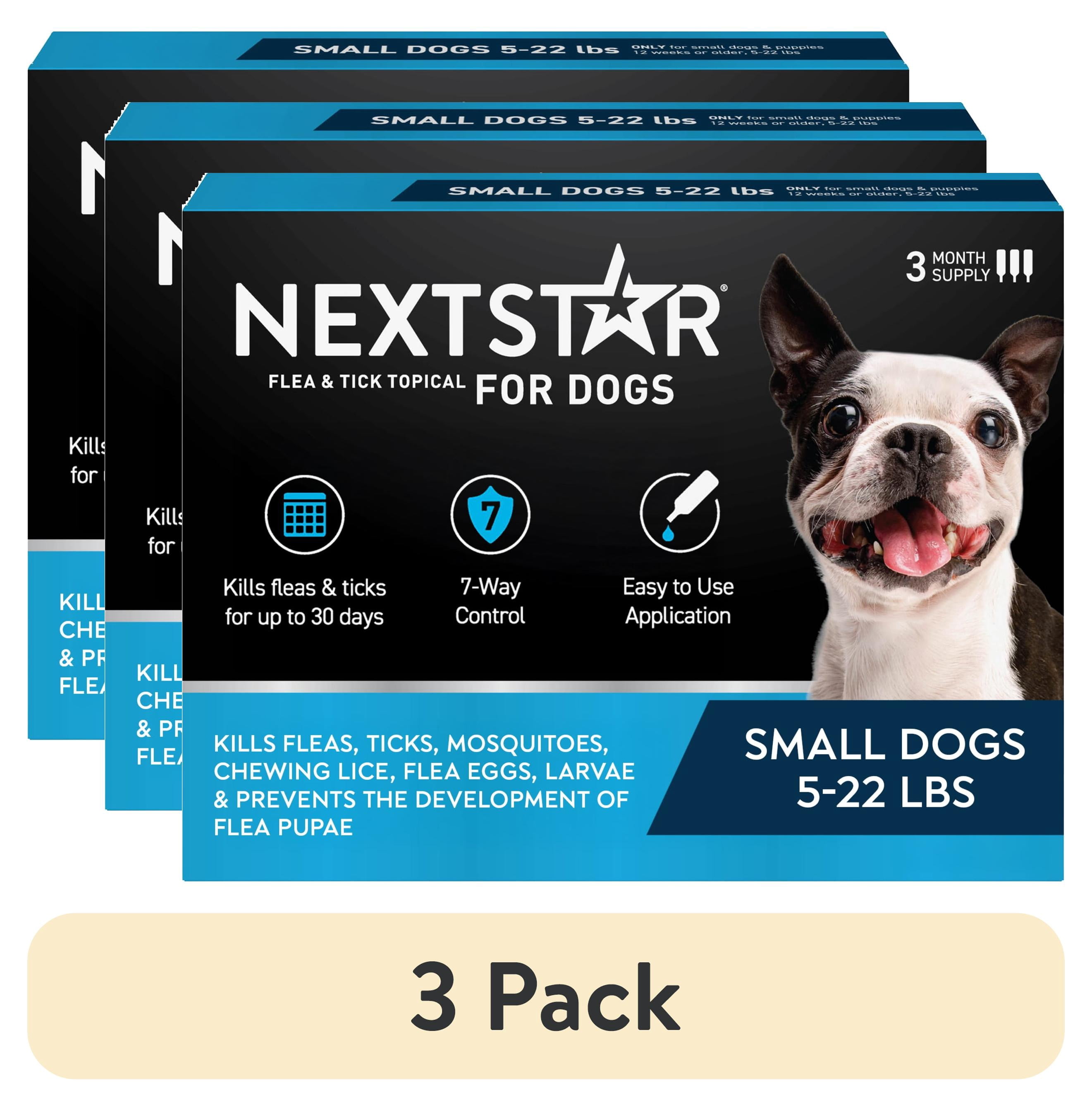 (3 pack) NEXTSTAR Flea & Tick Topical Prevention for Dogs 5-22 lbs, 3-Month Supply