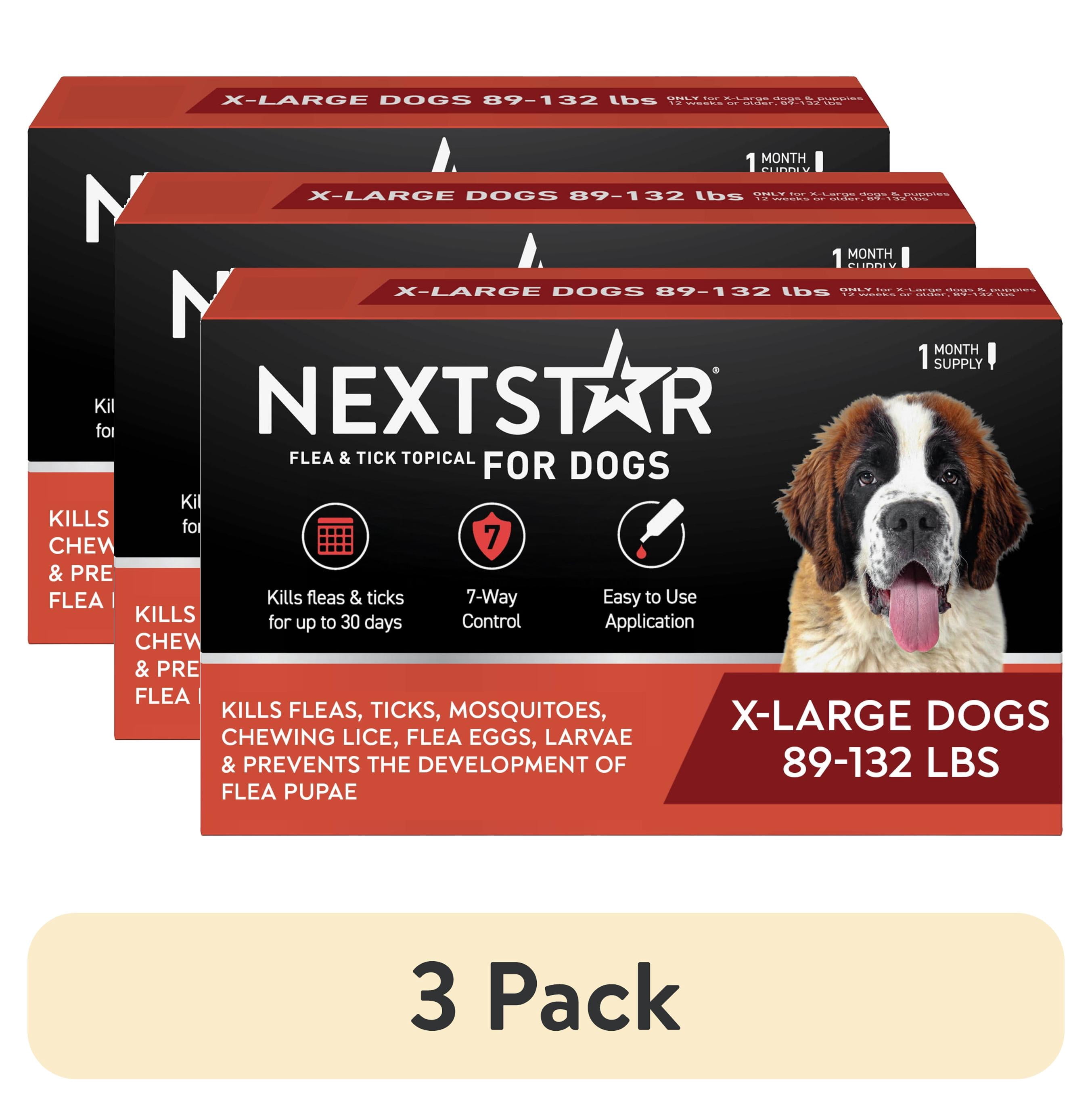 (3 pack) NEXTSTAR Flea & Tick Topical Prevention for Dogs 89-132 lbs, 1-Month Supply