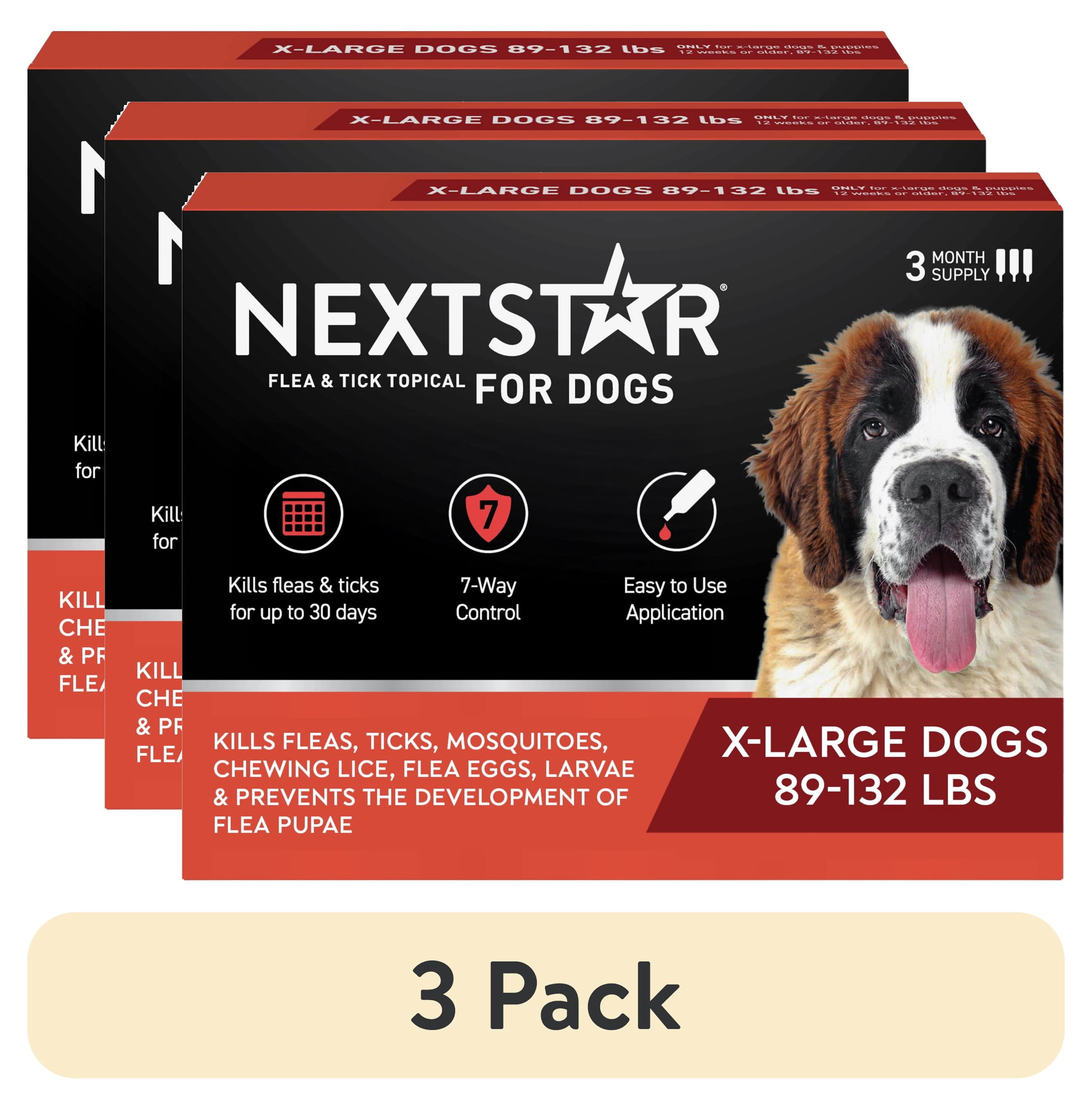 (3 pack) NEXTSTAR Flea & Tick Topical Prevention for Dogs 89-132 lbs, 3-Month Supply