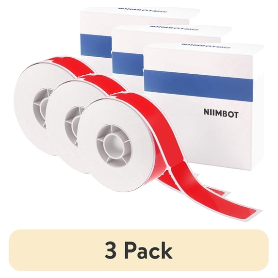 (3 pack) NIIMBOT Cable Label Maker Tape (0.49" x 4.29") Printer Sticker Paper with Self-Adhesive for D11/D110/D101/H1/H1S,1 Roll of 65 (Red)