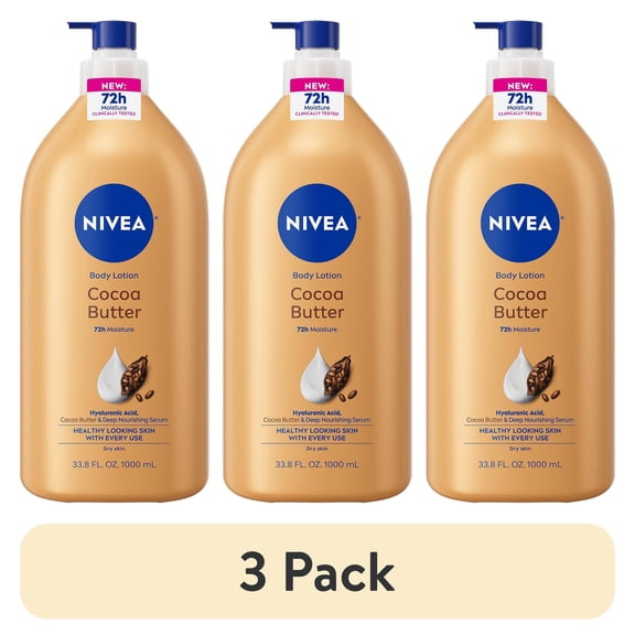 (3 pack) NIVEA Cocoa Butter Body Lotion for Dry Skin, Mothers Day Gifts, Value Size 33.8 fl oz