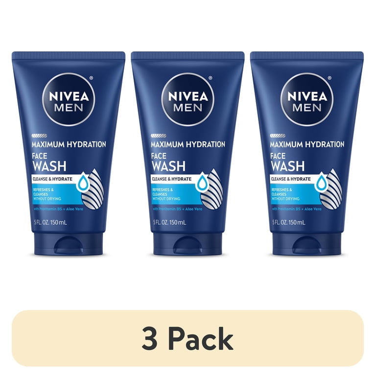3 pack) NIVEA MEN Maximum Hydration Face Wash with Aloe Vera, 5 fl