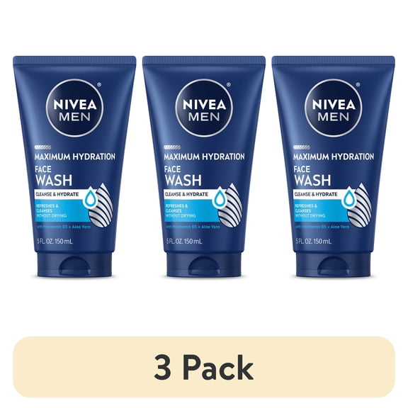 (3 pack) NIVEA MEN Maximum Hydration Face Wash with Aloe Vera, 5 fl oz