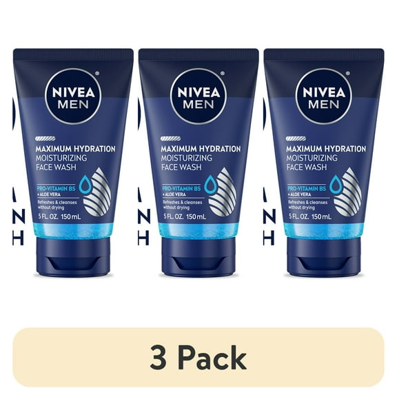 (3 pack) NIVEA MEN Maximum Hydration Face Wash with Aloe Vera, 5 fl oz
