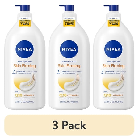 (3 pack) NIVEA Skin Firming Sheer Hydration Body Lotion with Q10 and Vitamin C, Value Size 33.8 fl oz