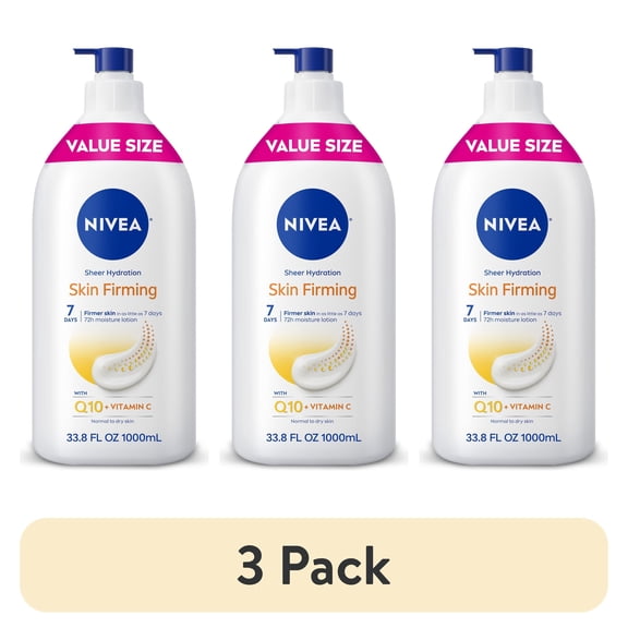 (3 pack) NIVEA Skin Firming Sheer Hydration Body Lotion with Q10 and Vitamin C, Value Size 33.8 fl oz