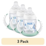 3 pack NUK First Choice Glow-in-the-Dark Learner Toddler Baby Sippy Cup, 6+ Months, 5 oz, Green/White