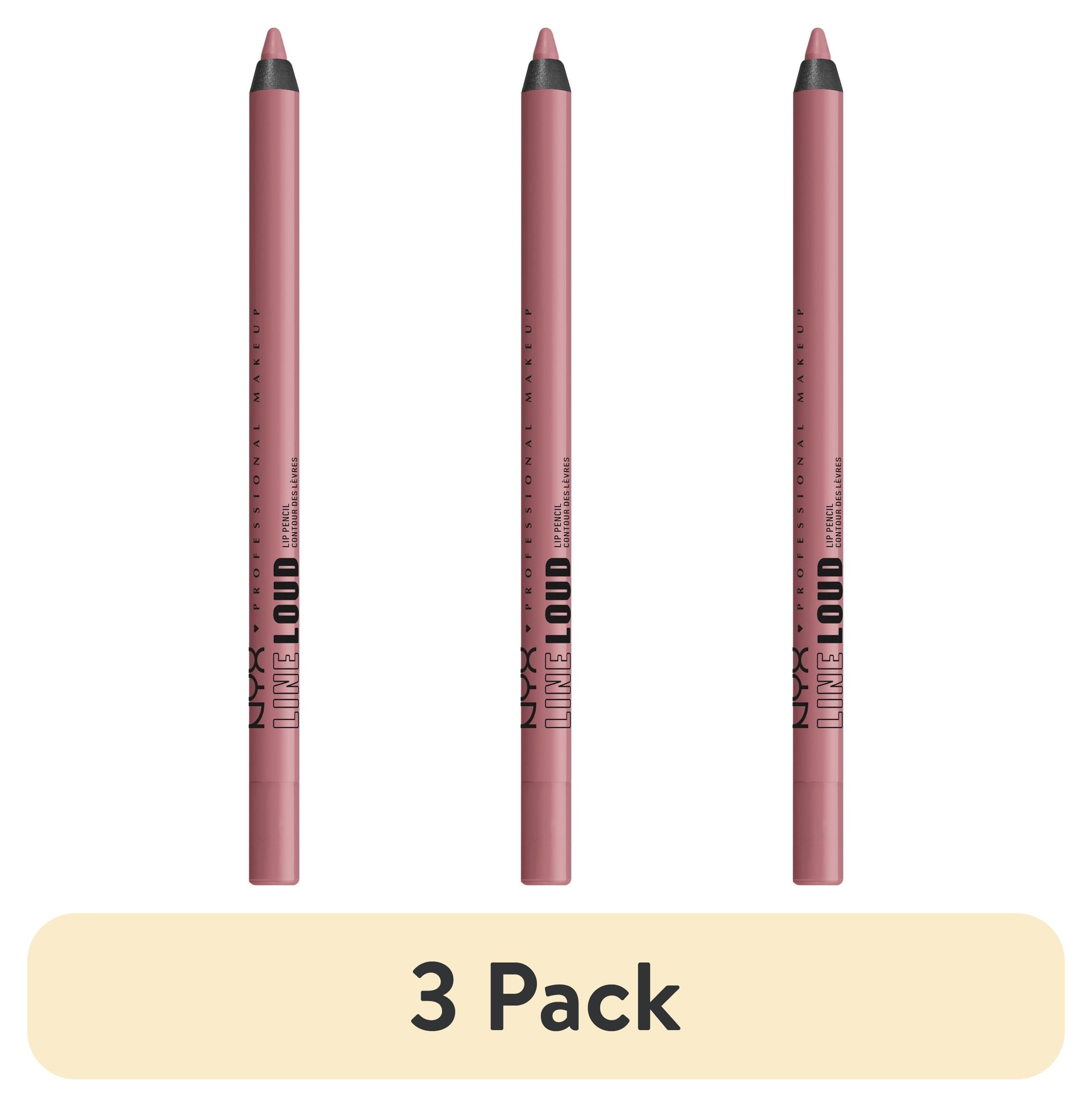 (3 pack) NYX Professional Makeup Line Loud Lip Liner, Longwear Matte Lip Pencil, Fierce Flirt