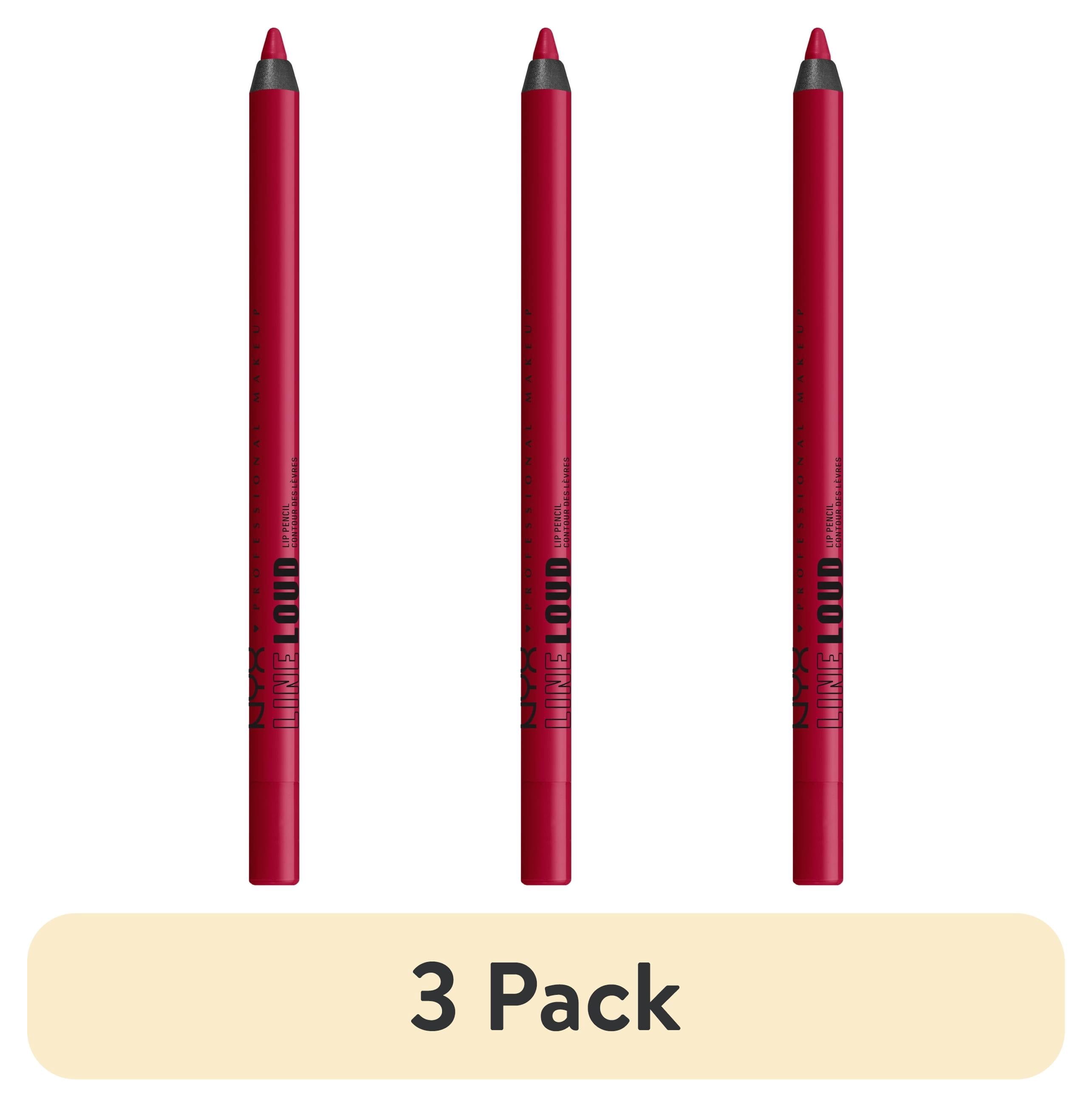 (3 pack) NYX Professional Makeup Line Loud Lip Liner, Longwear Matte Lip Pencil, On A Mission