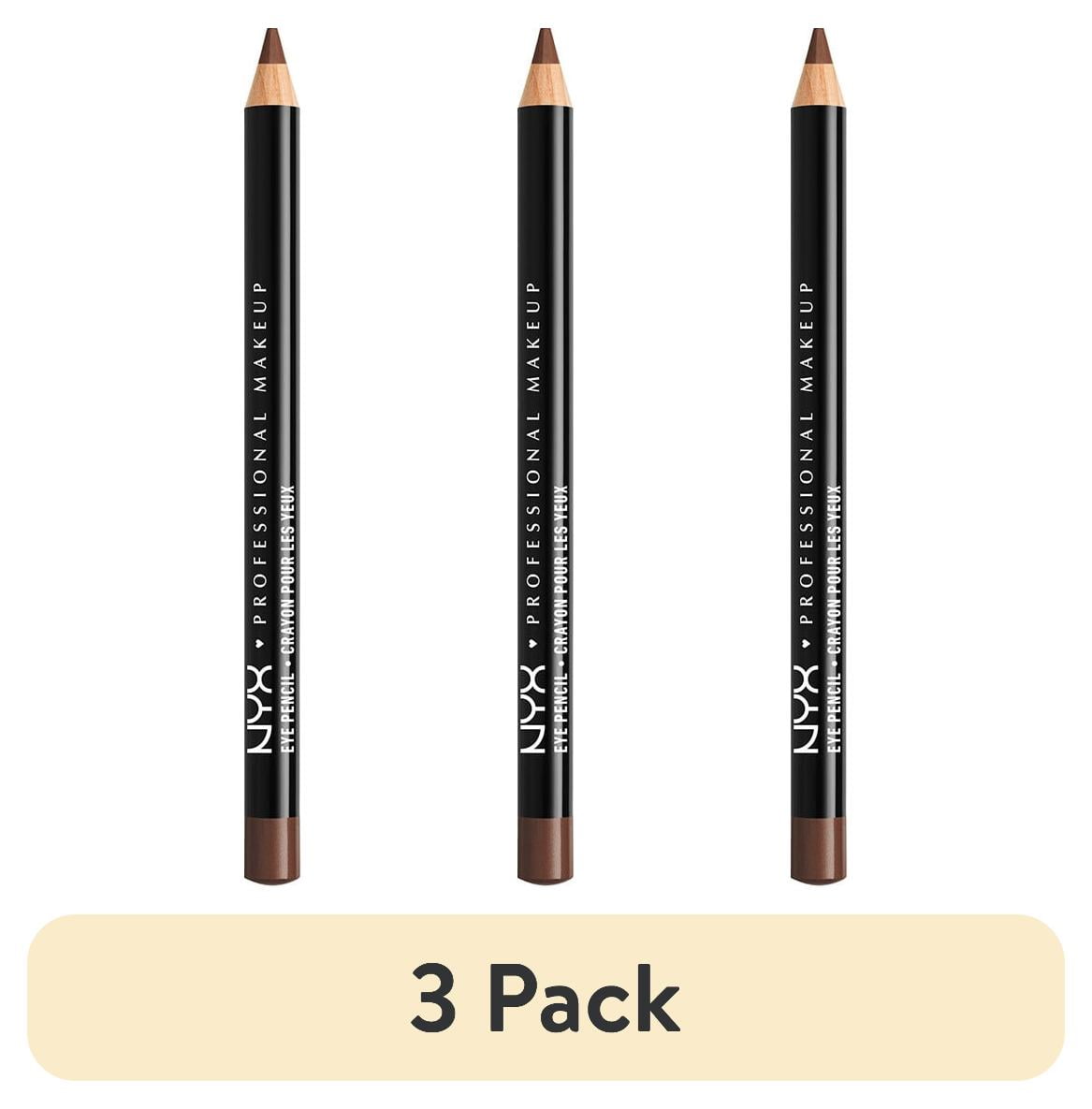(3 pack) NYX Professional Makeup Slim Eye Pencil, Creamy longwear eyeliner, Dark Brown