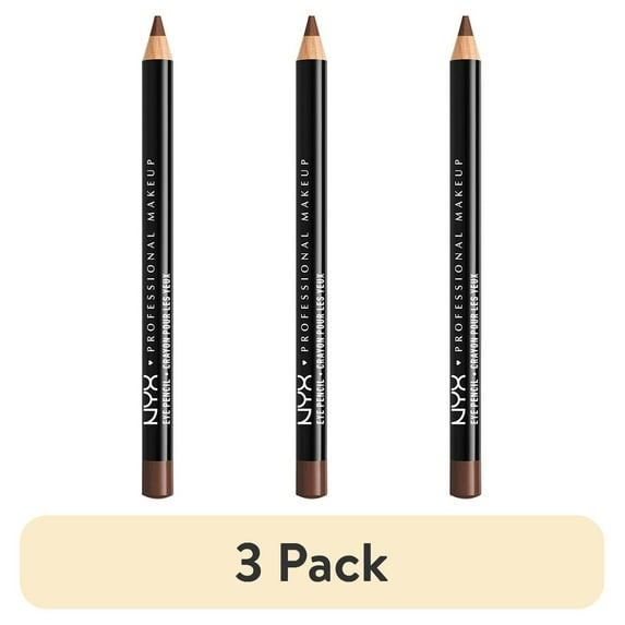 (3 pack) NYX Professional Makeup Slim Eye Pencil, Creamy longwear eyeliner, Dark Brown