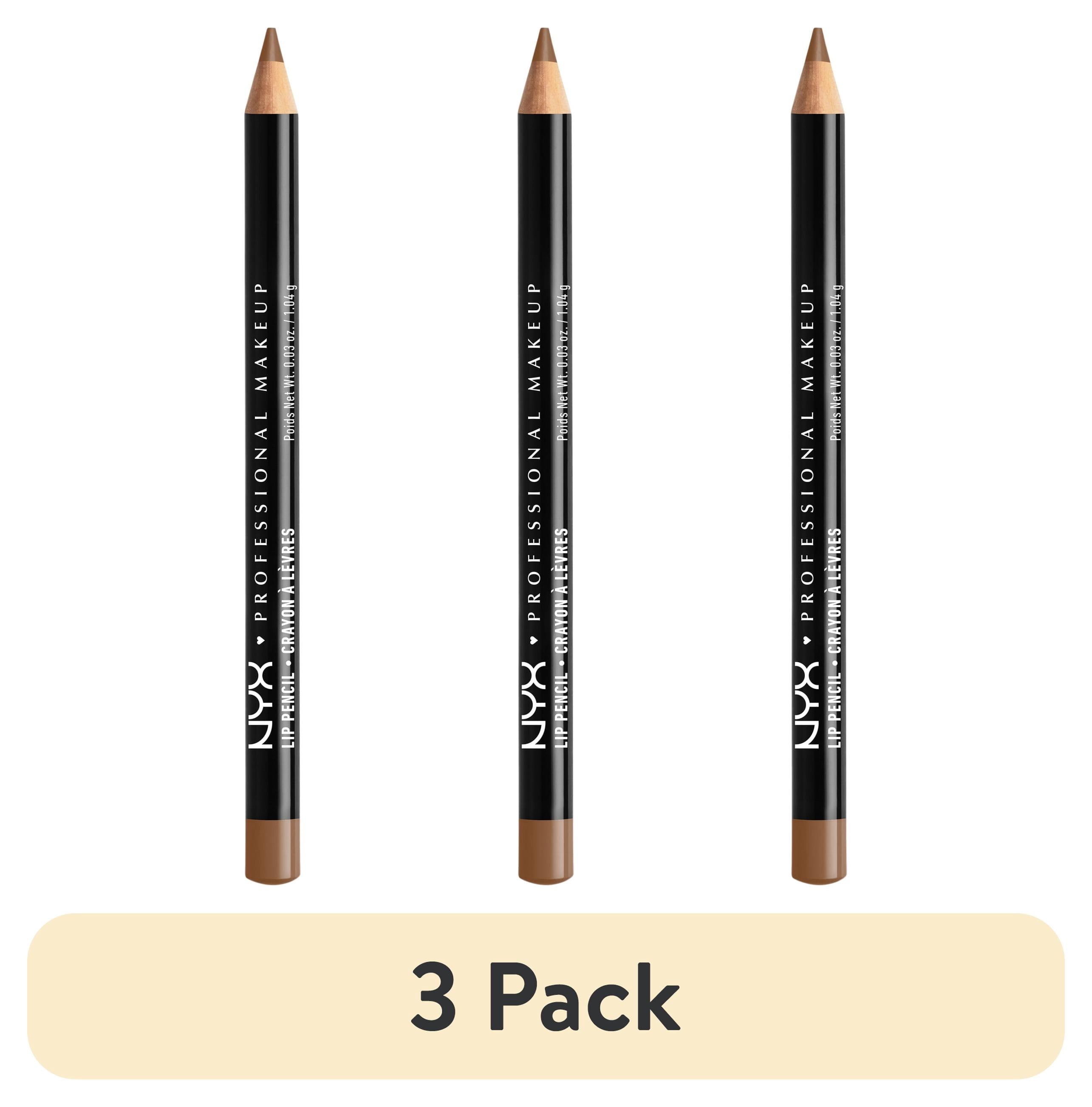 (3 pack) NYX Professional Makeup Slim Lip Pencil, Long-Lasting Creamy Lip Liner, Brown