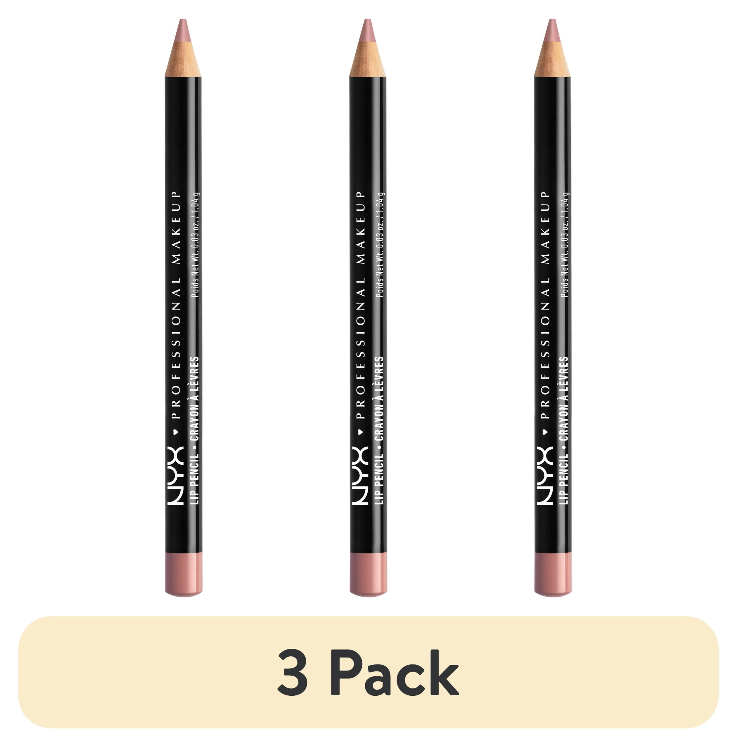 (3 pack) NYX Professional Makeup Slim Lip Pencil, Long-Lasting Creamy Lip Liner, Pale Pink, 0.035 oz